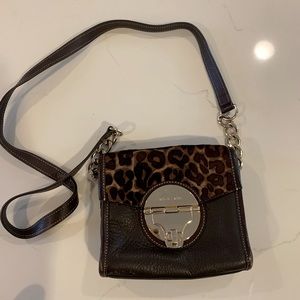 Michael Kors Leopard Calf-hair crossbody purse.